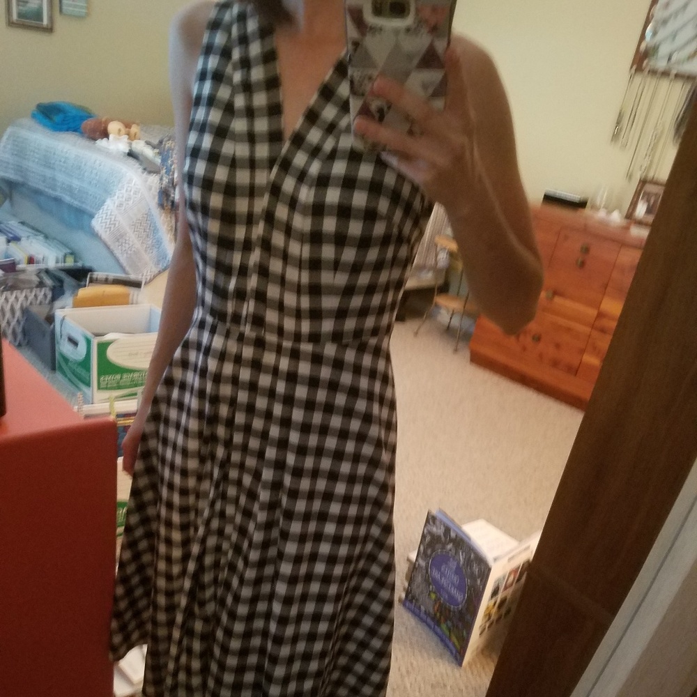Ann Taylor black and white gingham dress
